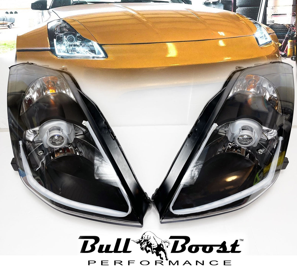 LED Headlamps For 2003-2009 NISSAN 350Z Z33 Fairlady [HID D2S Model] 8 Pin Headlights - Bull Boost Performance