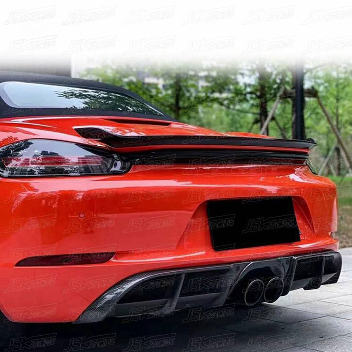 Dry Carbon Fiber Rear Trunk Spoiler for Porsche Cayman Boxster 718 16-19 - Bull Boost Performance