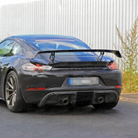 GT4 Style Carbon Fiber Rear Bumper Lip for Porsche Cayman 718 16-19 - Bull Boost Performance