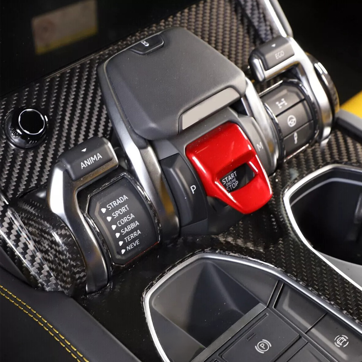 Dry Carbon Fiber Sport Mode Switch Frame Trim for Lamborghini Urus - Bull Boost Performance