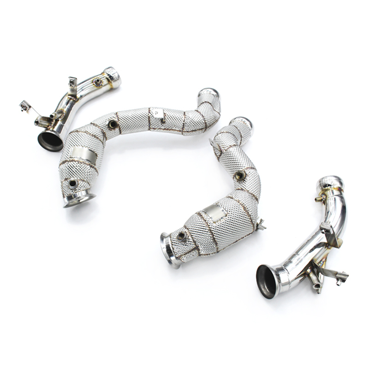 Custom 300 Cell Catted Downpipe Header System for Mercedes‑Benz E63 E63S AMG GT C 4.0TT - Bull Boost Performance