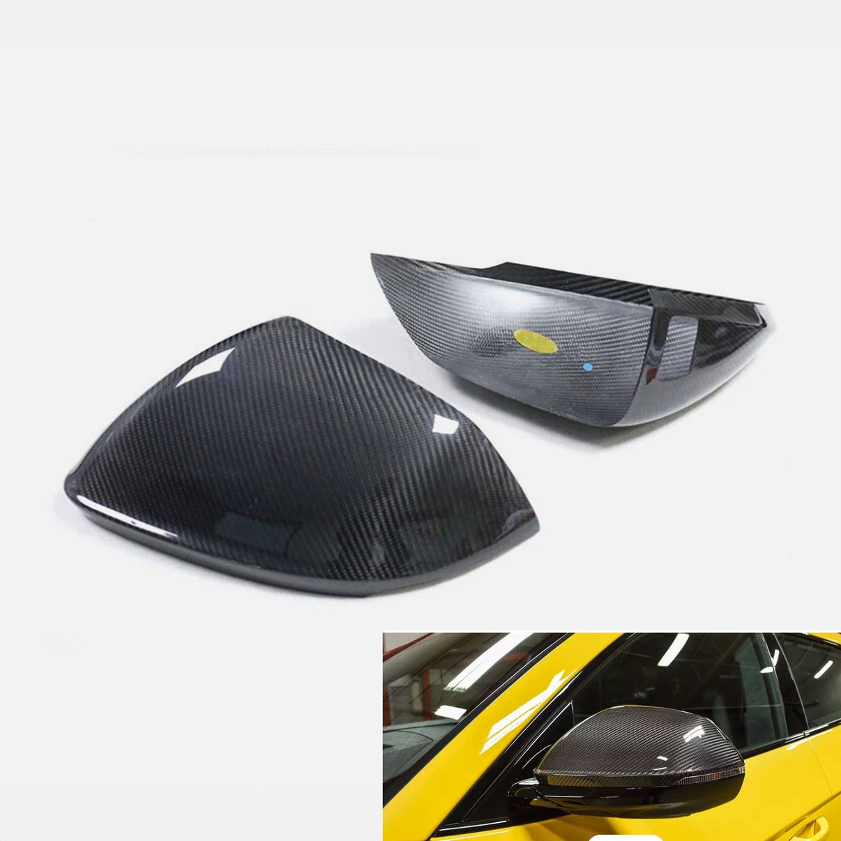 Dry Carbon Fiber Mirror Cover Caps for 18-24 Urus Q8 SQ8 RSQ8 - Bull Boost Performance