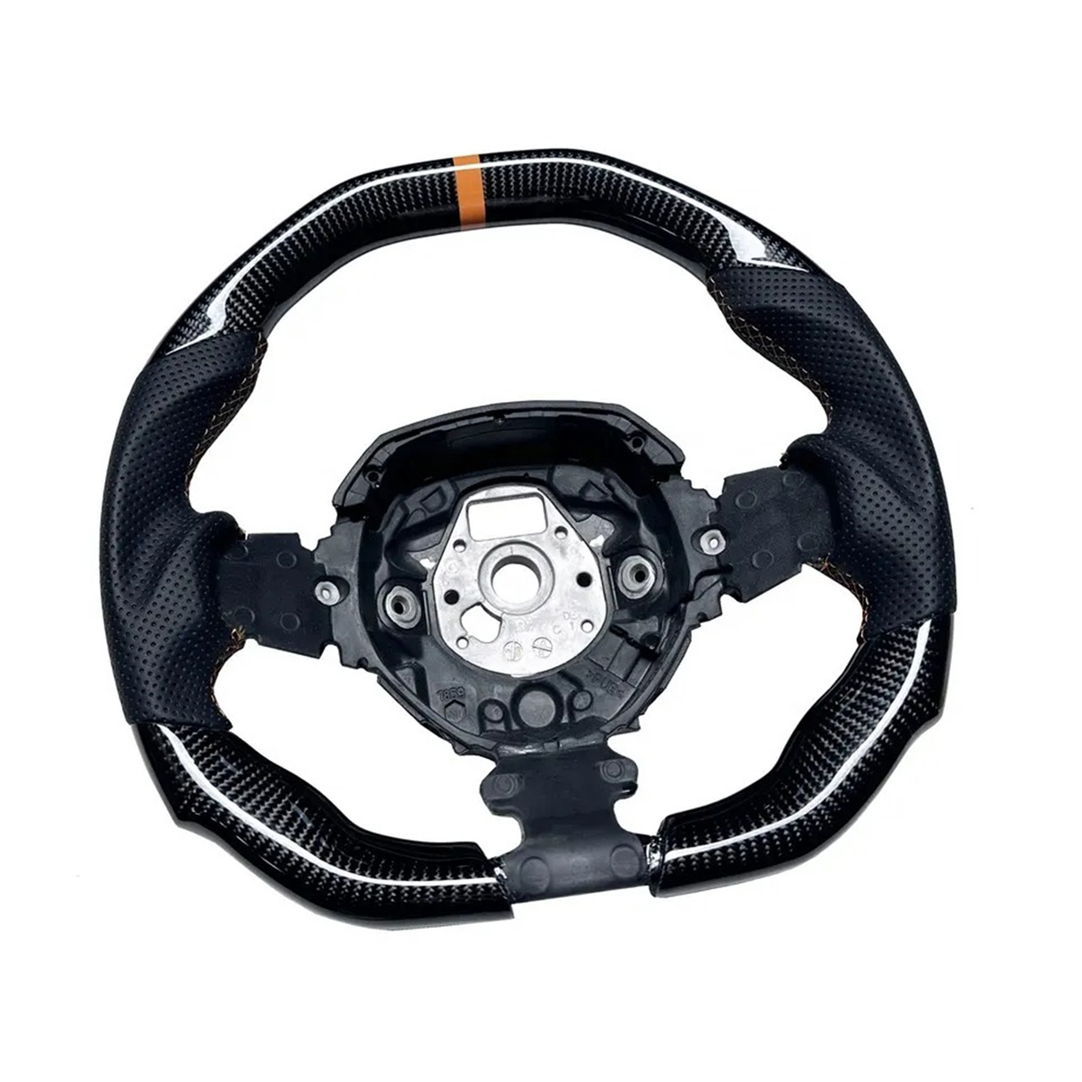 Carbon Fiber Steering Wheel with Orange Accents for Lamborghini Aventador LP700 LP720 Aventador S LP740 LP750 SV LP770 SVJ - Bull Boost Performance