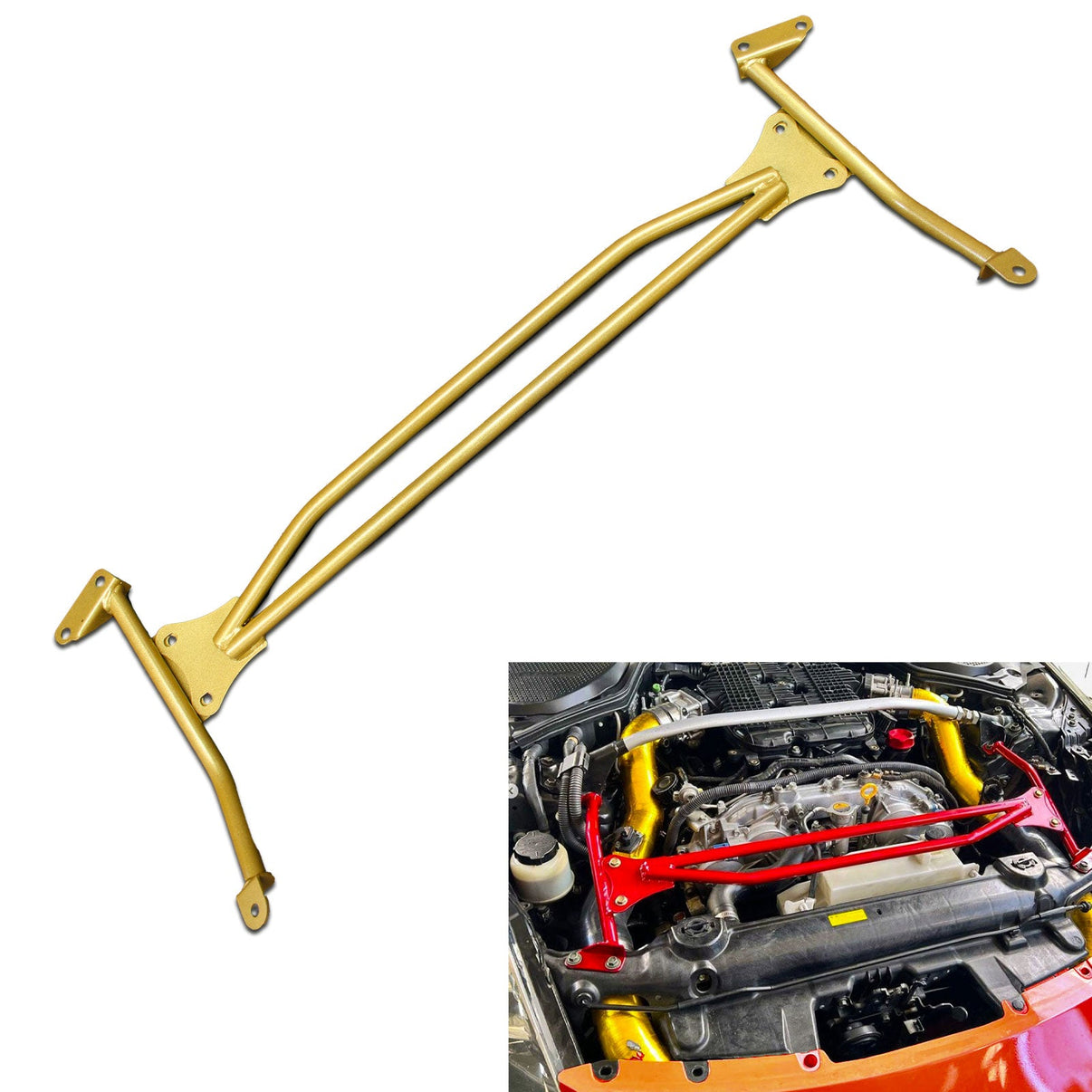 Upper Nismo Style Strut H Brace Bar Gold For VQ Nissan 350Z Z33 VQ35 - Bull Boost Performance