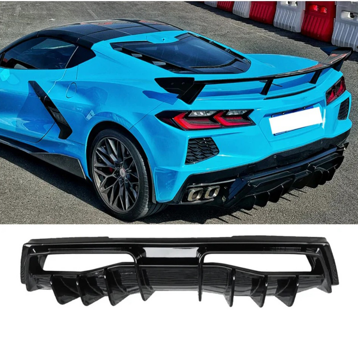 Gloss Black Rear Aggressive Diffuser for Chevrolet Corvette C8 Z51 - Bull Boost Performance