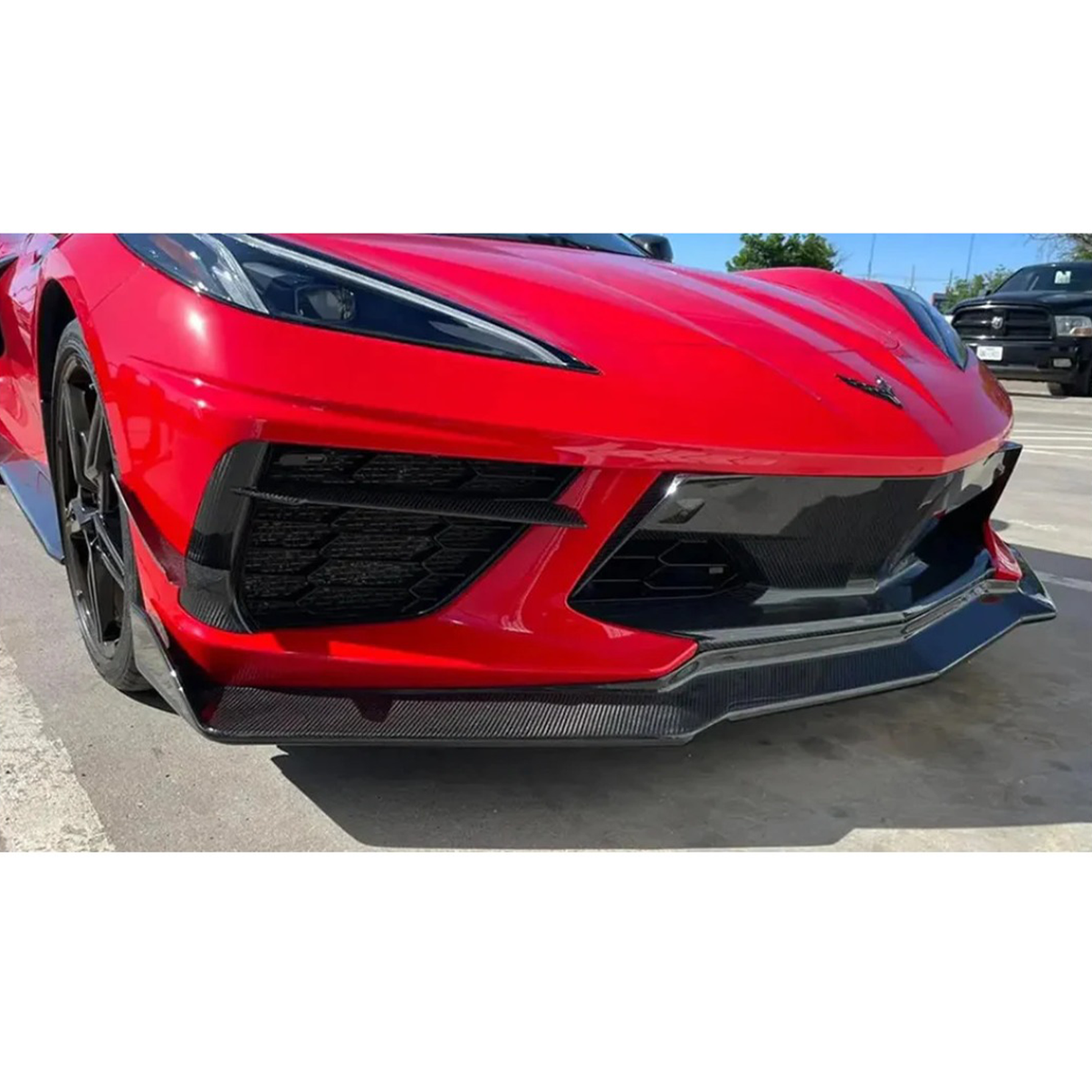 V Style Carbon Fiber Front Lip for Chevrolet Corvette C8 - Bull Boost Performance