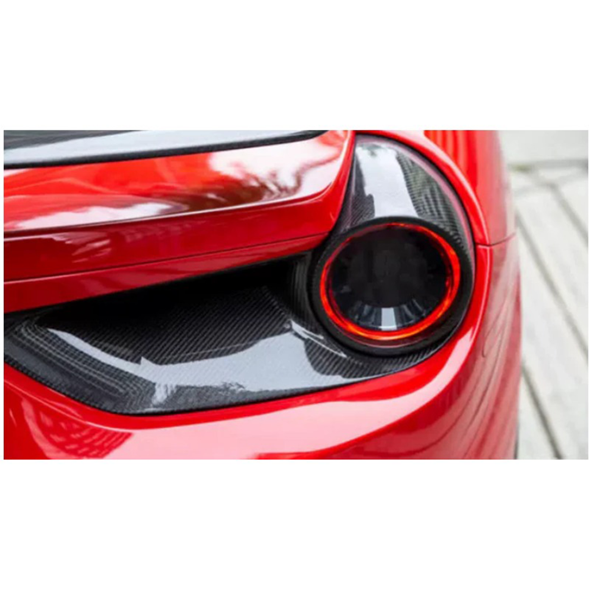 N Style Carbon Fiber Rear Fog Tail Light Surround Cover for Ferrari 488 GTB / Spider - Bull Boost Performance