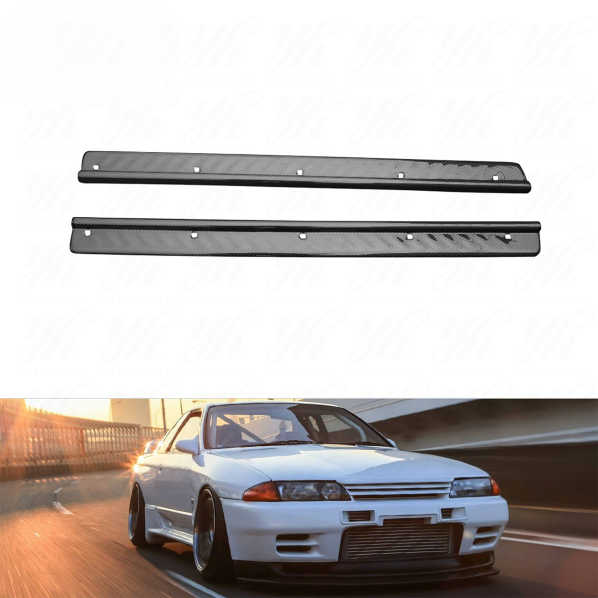 High Quality Carbon Fiber Door Sill Pair for Nissan Skyline GTR R32 - Bull Boost Performance
