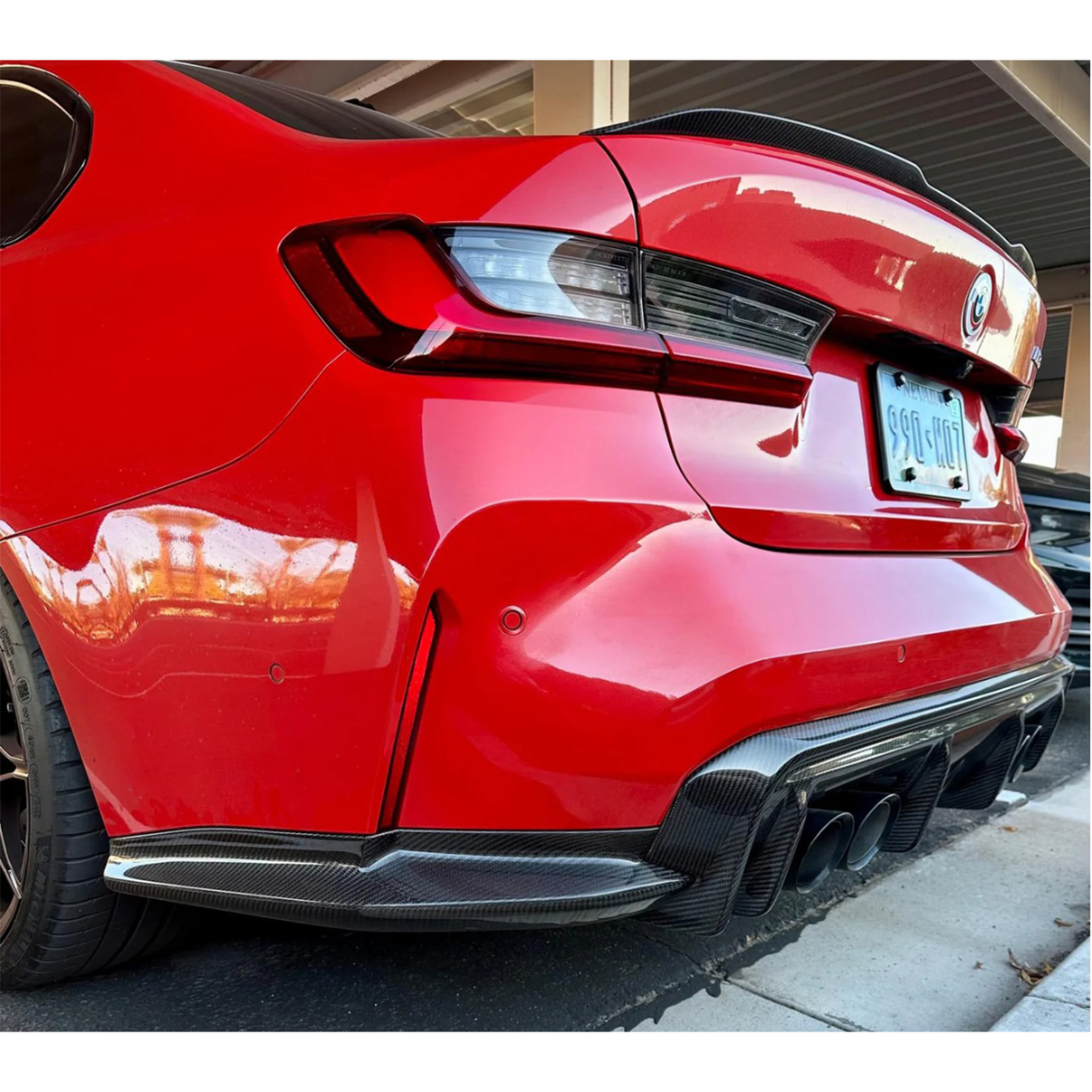 Carbon Fiber 3D Style Rear Diffuser Corner Extensions for BMW G80 M3 G82 M4 - Bull Boost Performance