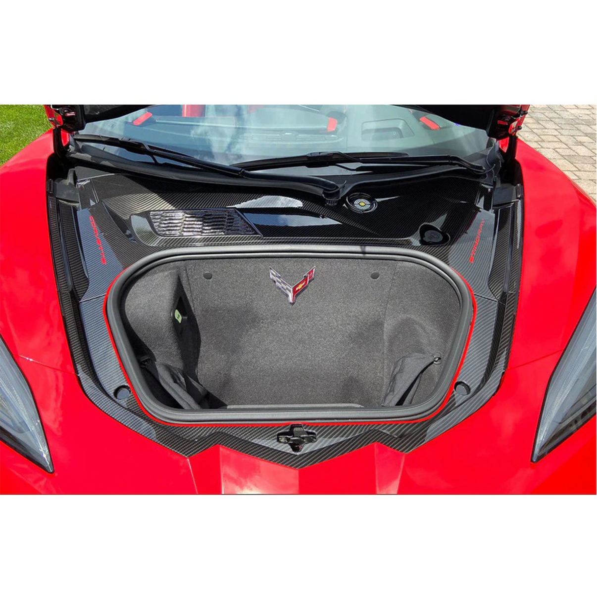 Dry Carbon Fiber Front Frunk Cover Trim Replacement for Chevrolet Corvette C8 Z06 Z51 Stingray - Bull Boost Performance