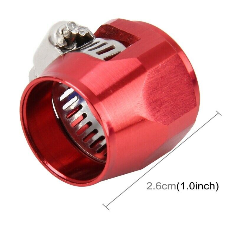 AN8 AN-8  Push On Hose End Cover Clamp Finisher Red Aluminum Anodized Fitting - Bull Boost Performance