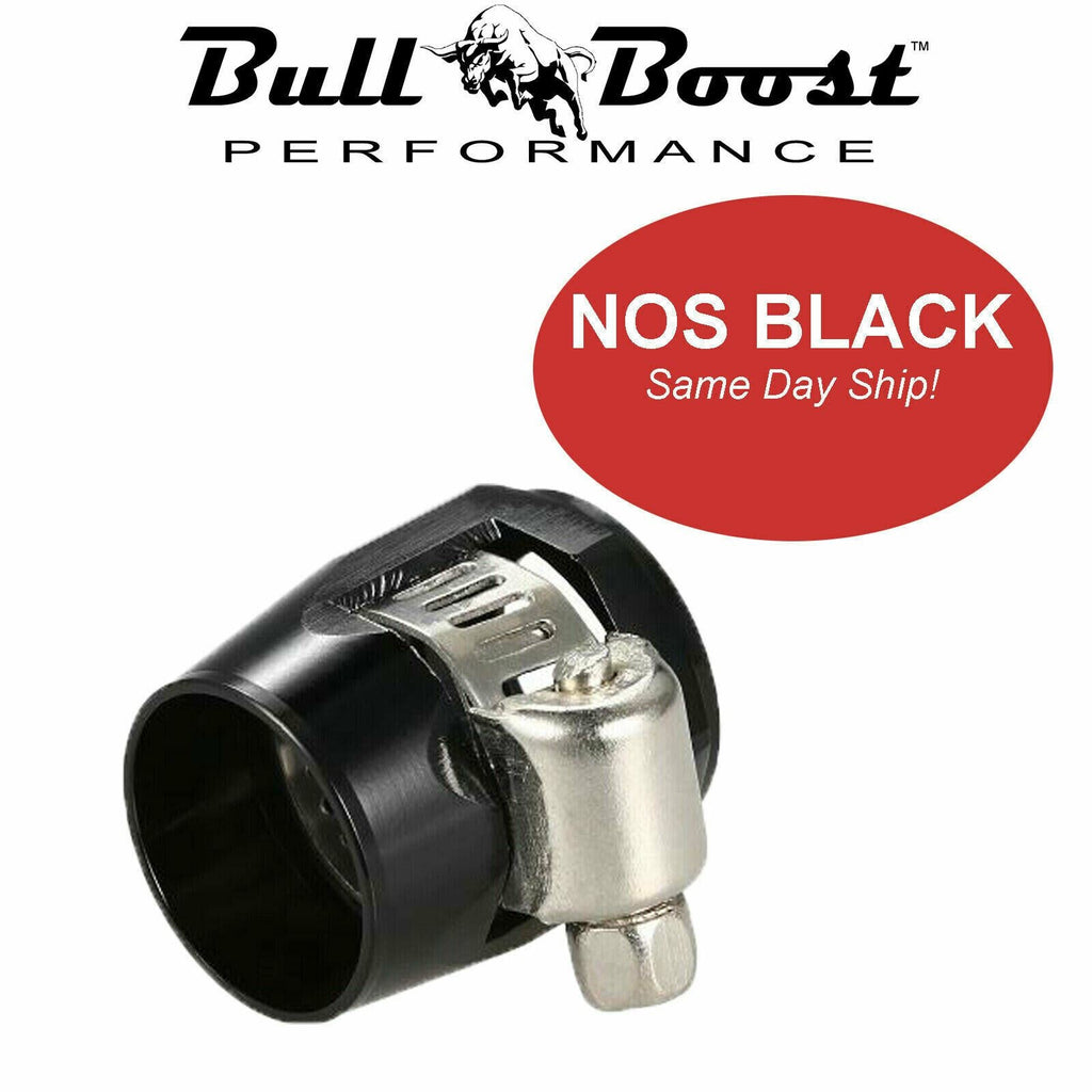 8AN AN-8 Push On Hose End Cover Clamp Finisher Black Aluminum Anodized Fitting - Bull Boost Performance