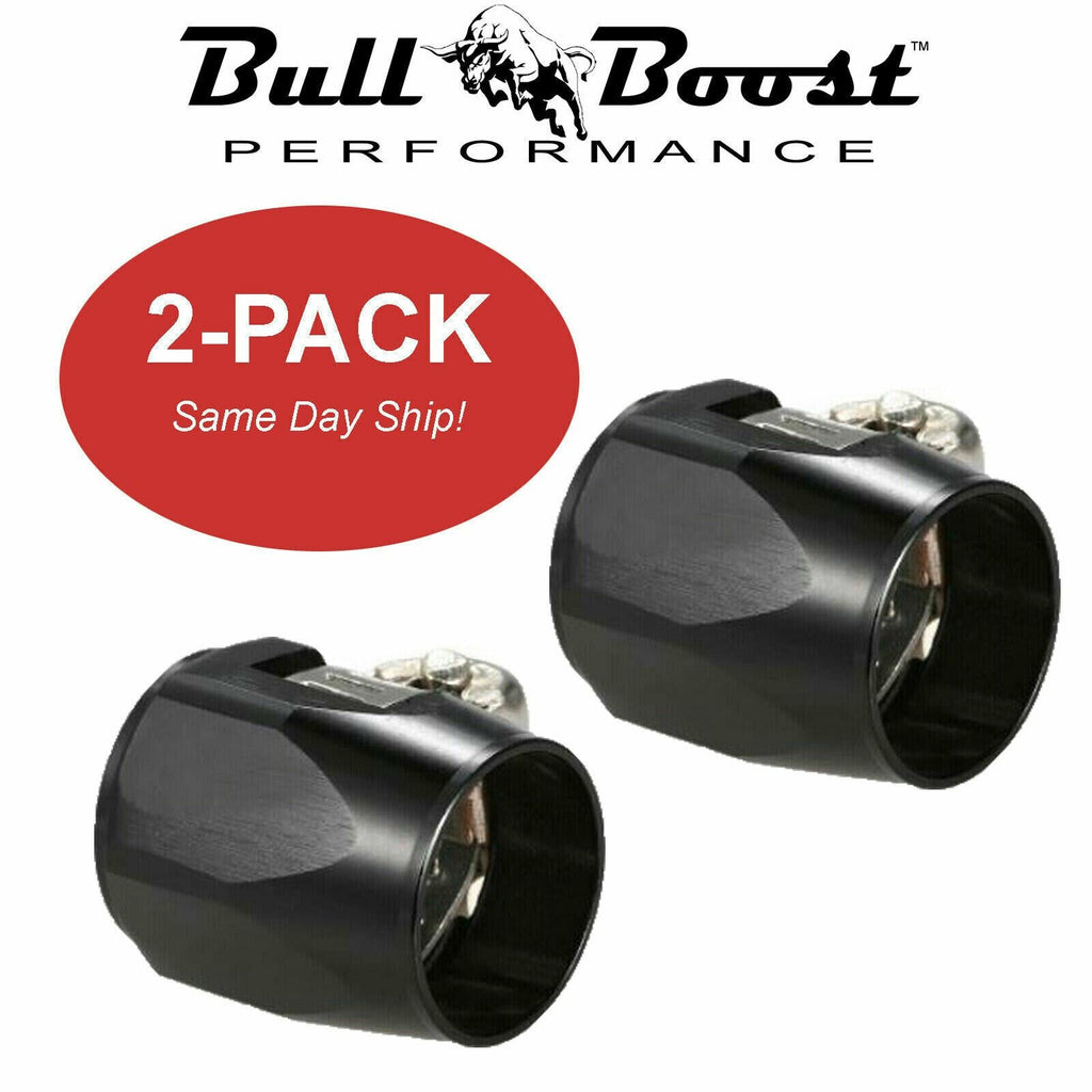 AN8 AN-8 Push On Hose End Cover Clamp Finisher Black Aluminum Fitting 2-PACK - Bull Boost Performance