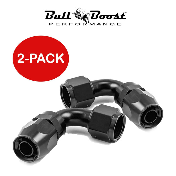 AN10 10AN 90 Degree Swivel Hose End Fitting Adapter Black 2-PACK - Bull Boost Performance