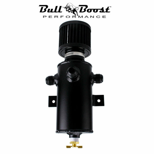 3-AN10 Port Oil Catch Tank Can Baffled Breather Filter Aluminum 750ml Reservoir - Bull Boost Performance