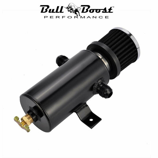 2 port Oil Catch Tank Can Baffled Breather Filter Aluminum 750ml Reservoir - Bull Boost Performance