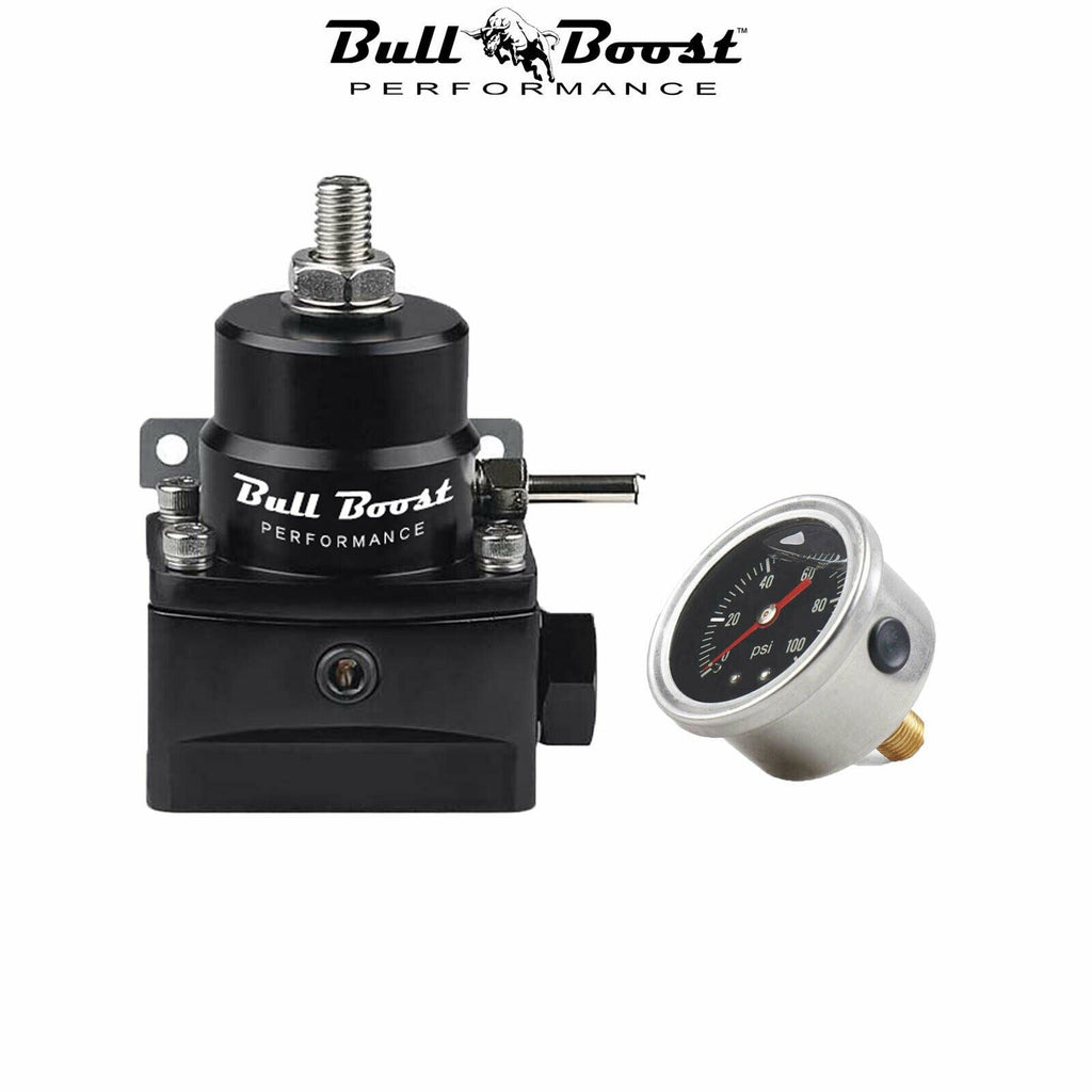 10-100Psi Fuel Pressure Regulator Motive Gauge EFI Bypass AN6 FPR 6AN Kit - Bull Boost Performance