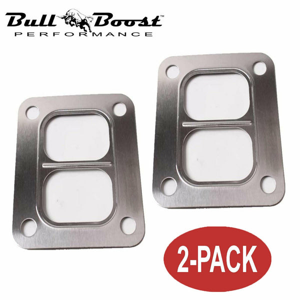 2 Pack Divided T4 Turbo Turbocharger Inlet Twin Scroll Gasket Stainless - Bull Boost Performance