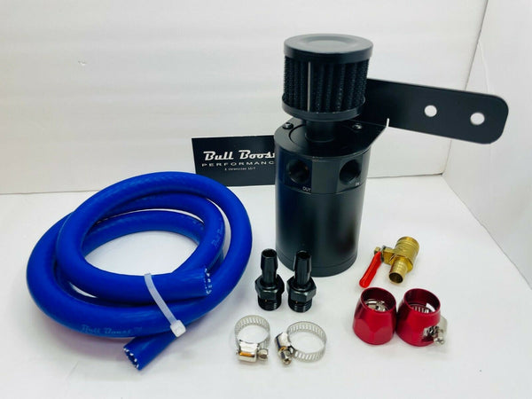 Oil Catch Can Kit Reservoir Breather Air Filtered Tank 3/8 10mm Performance Kit - Bull Boost Performance