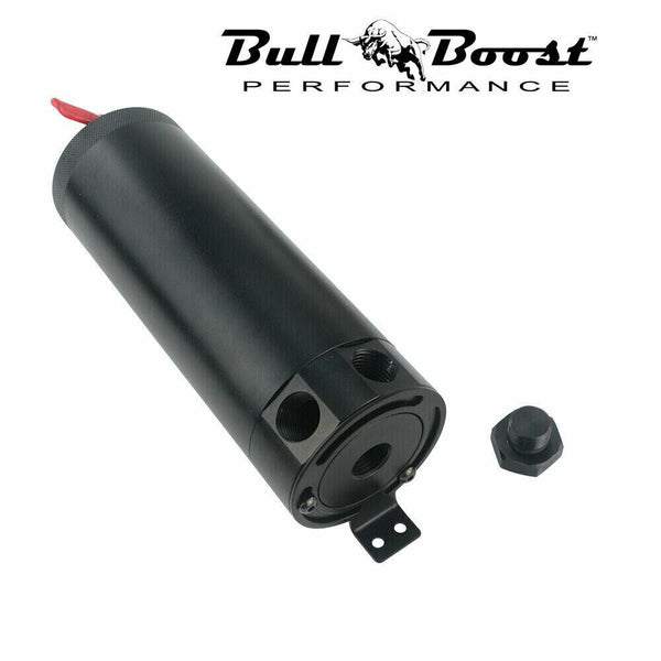 Long 7.5oz 2-Port Oil Catch Can Tank Baffled Separator Racing Aluminum Universal - Bull Boost Performance