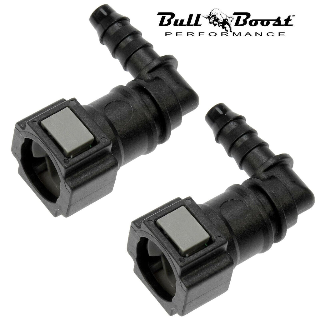 2x 90 ID 3/8" 3/8" Fuel Line Quick Connect Disconnect Connector For Ford GM - Bull Boost Performance