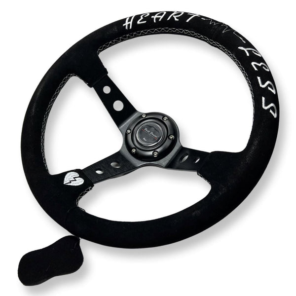 3"DEEP DISH 6-BOLT STEERING WHEEL BLACK SUEDE FOR Dodge GM Buick Chevy Vehicles - Bull Boost Performance