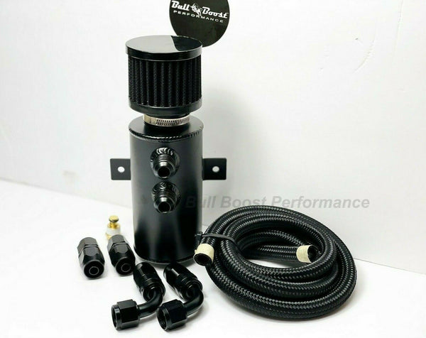 Quick Vent Oil Catch Can Hoses & Fittings Kit K Series K20 K24 10AN NOS BLACK - Bull Boost Performance