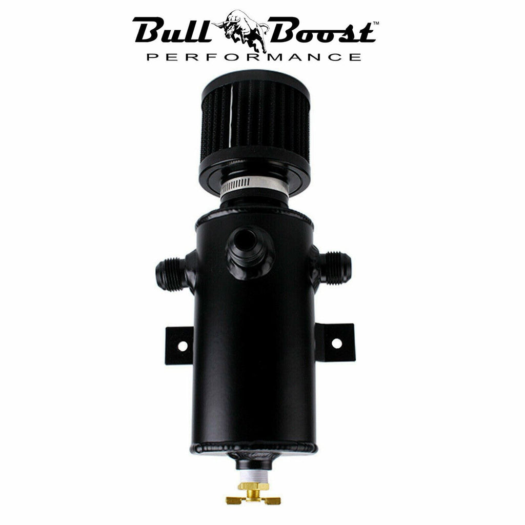 Pro Series Baffled 10AN Oil Catch Can Hose Kit and Fittings Universal AN10 3PORT - Bull Boost Performance