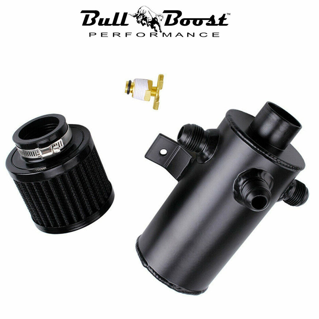 Pro Series Baffled 10AN Oil Catch Can Hose Kit and Fittings Universal AN10 3PORT - Bull Boost Performance