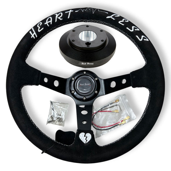 Suede 350mm Steering Wheel + Short Hub Adapter Kit For Ford F 150 350 450 - Bull Boost Performance