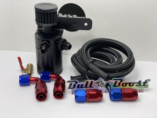 8AN Performance Oil Catch Can 2Port -8AN + Mounting Bracket Kit + Filter - Bull Boost Performance