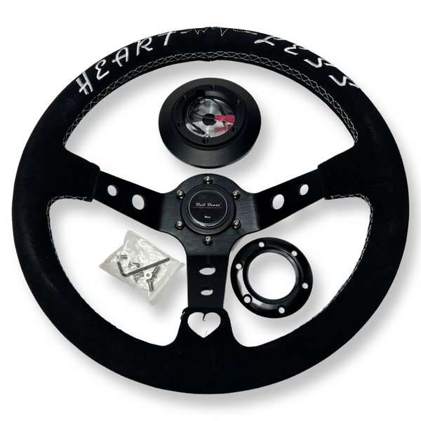 Suede Steering Wheel + Short Hub Adapter Kit For Mitsubishi Eclipse Lancer Galant - Bull Boost Performance