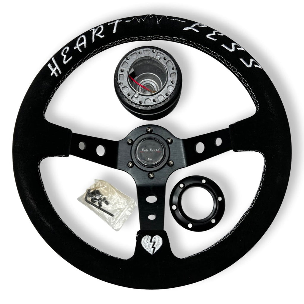 Suede Leather Steering Wheel + Hub Adapter Kit For Scion xB, TC, xD, xA - Bull Boost Performance