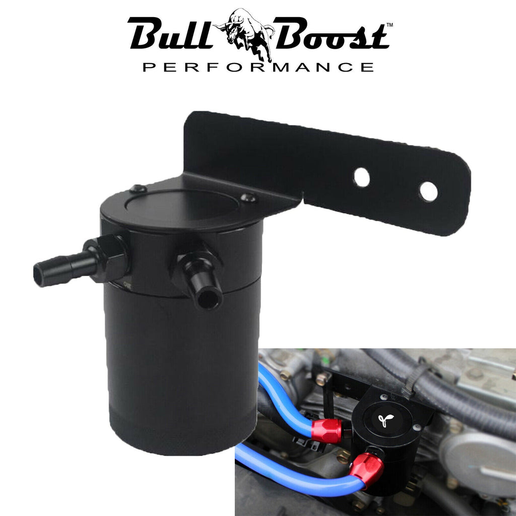 Aluminum Baffled Oil Catch Can + Mount Bracket - Bull Boost Performance