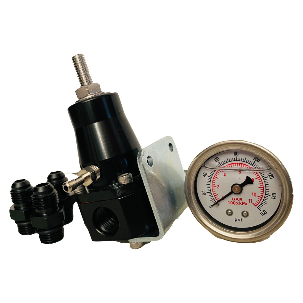 30-70 Psi Universal Fuel Pressure Regulator Gauge An6 Fittings Motor K FPR - Bull Boost Performance