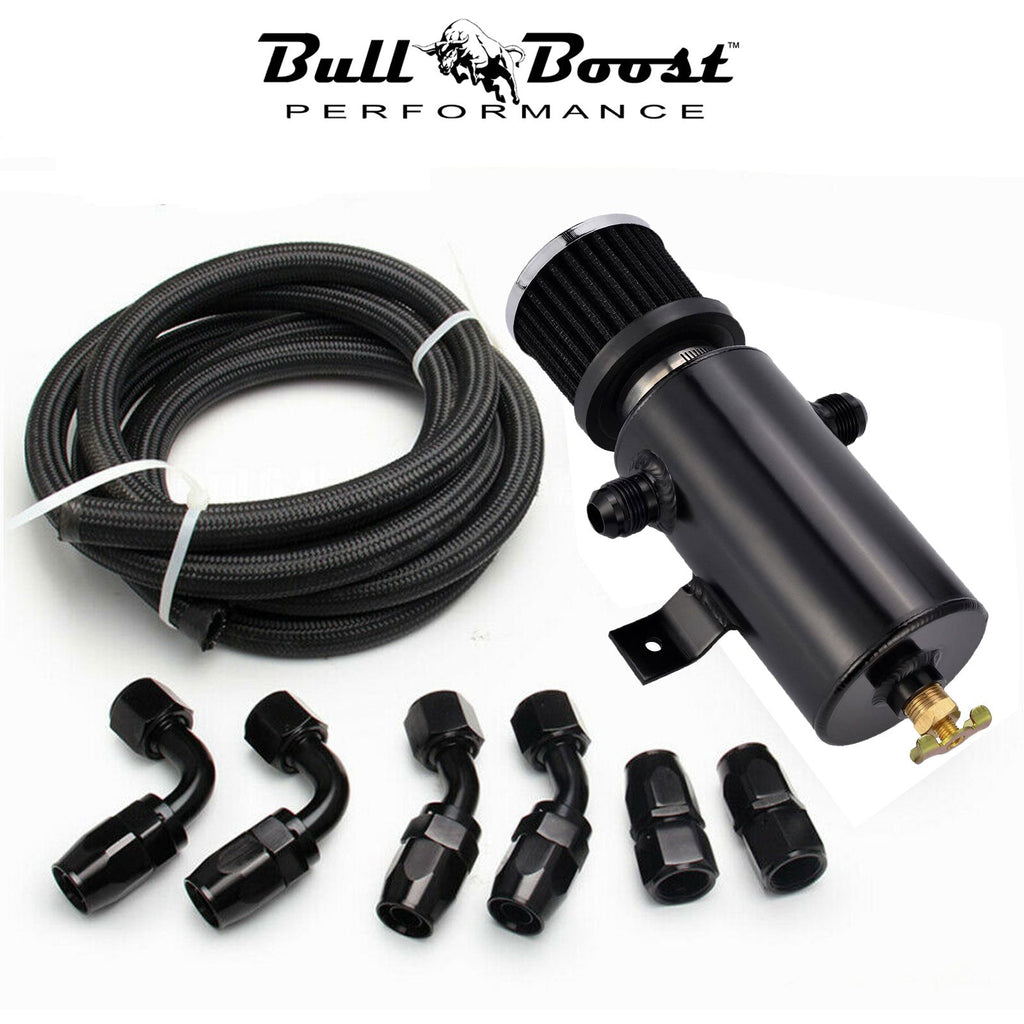 Universal Performance Oil Catch Can 2 Port -10AN Breather 750mL Baffle Tank - Bull Boost Performance