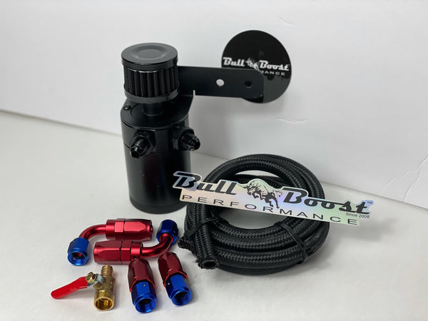 AN6 Motor Oil Catch Can 5ft Hose Kit and Filtered Universal -AN6 - Bull Boost Performance