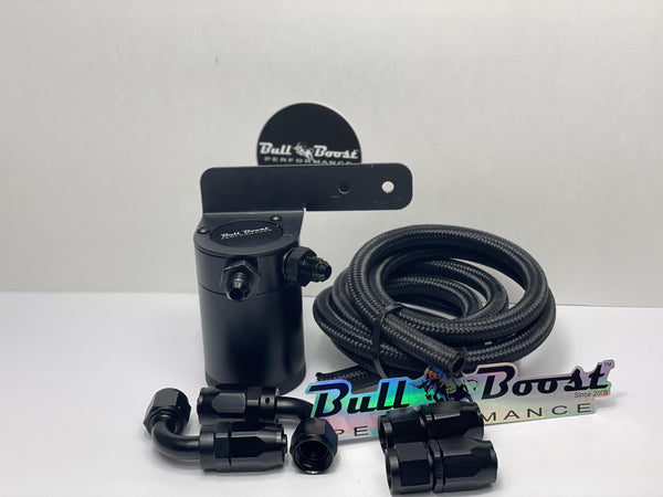 AN6 Performance Oil Catch Can 2 Port -6AN + NOS BLACK KIT - Bull Boost Performance