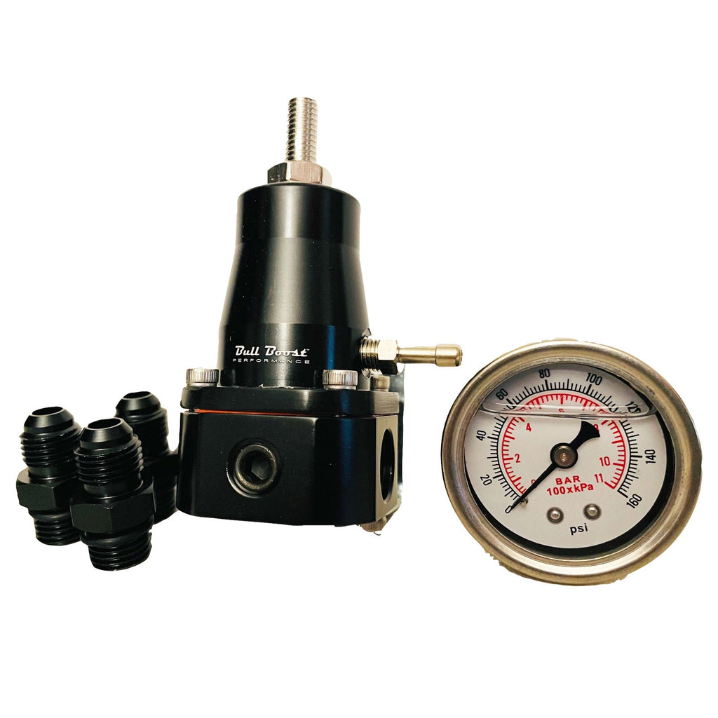 30-70 Psi Universal Fuel Pressure Regulator Gauge An6 Fittings Motor K FPR - Bull Boost Performance