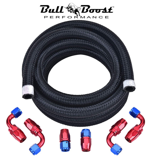 -8 AN Braided Fuel Line Oil-Gas-Fuel Hose Line Aluminum Hose End Fitting - Bull Boost Performance