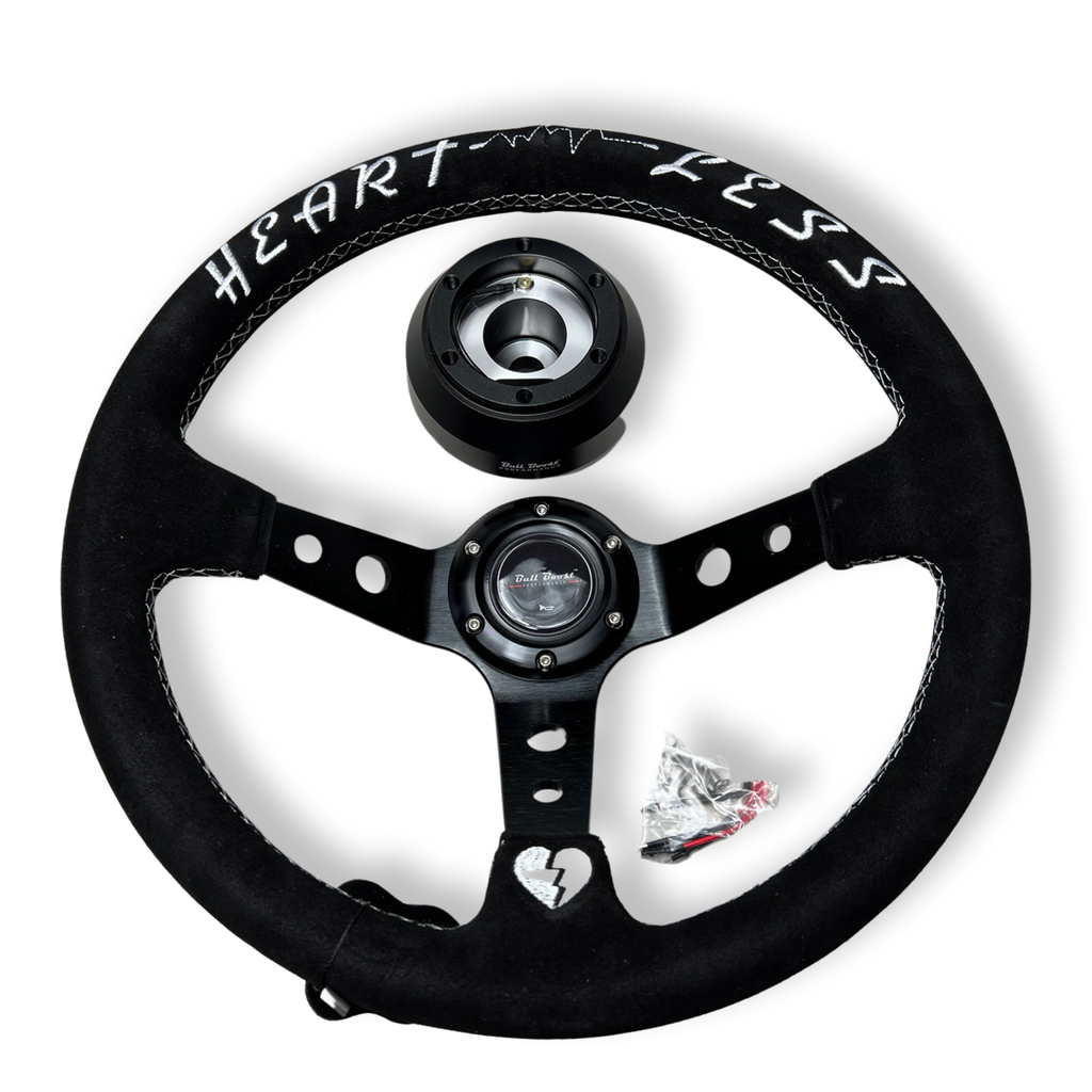 Suede Deep Dish Steering Wheel + Short Hub Adapter Boss Kit For Subaru BRZ FRS tC xB xD - Bull Boost Performance