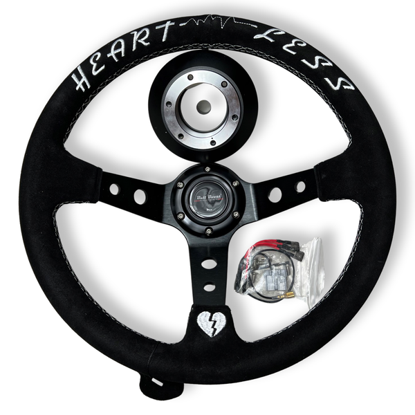 Infiniti G35 G37 Suede 3"Deep Dish Steering Wheel + Quick Release Short Hub Adapter - Bull Boost Performance