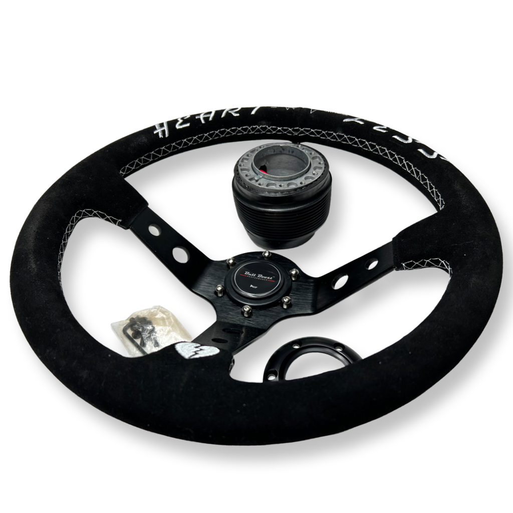 Suede Leather Steering Wheel + Hub Adapter Kit For Scion xB, TC, xD, xA - Bull Boost Performance