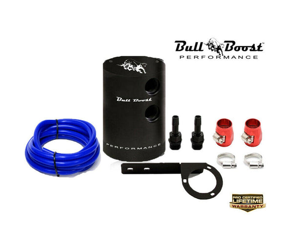 BLUE Micron Filtered Baffled Oil Catch Can System Kit - Bull Boost Performance