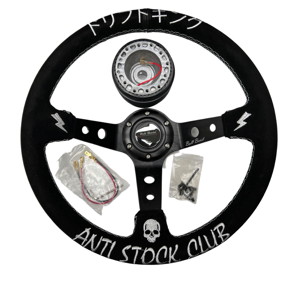 Anti Stock Suede Steering Wheel + Hub Kit For Nissan Datsun 280Z 260Z 240Z 620 510 C10 - Bull Boost Performance