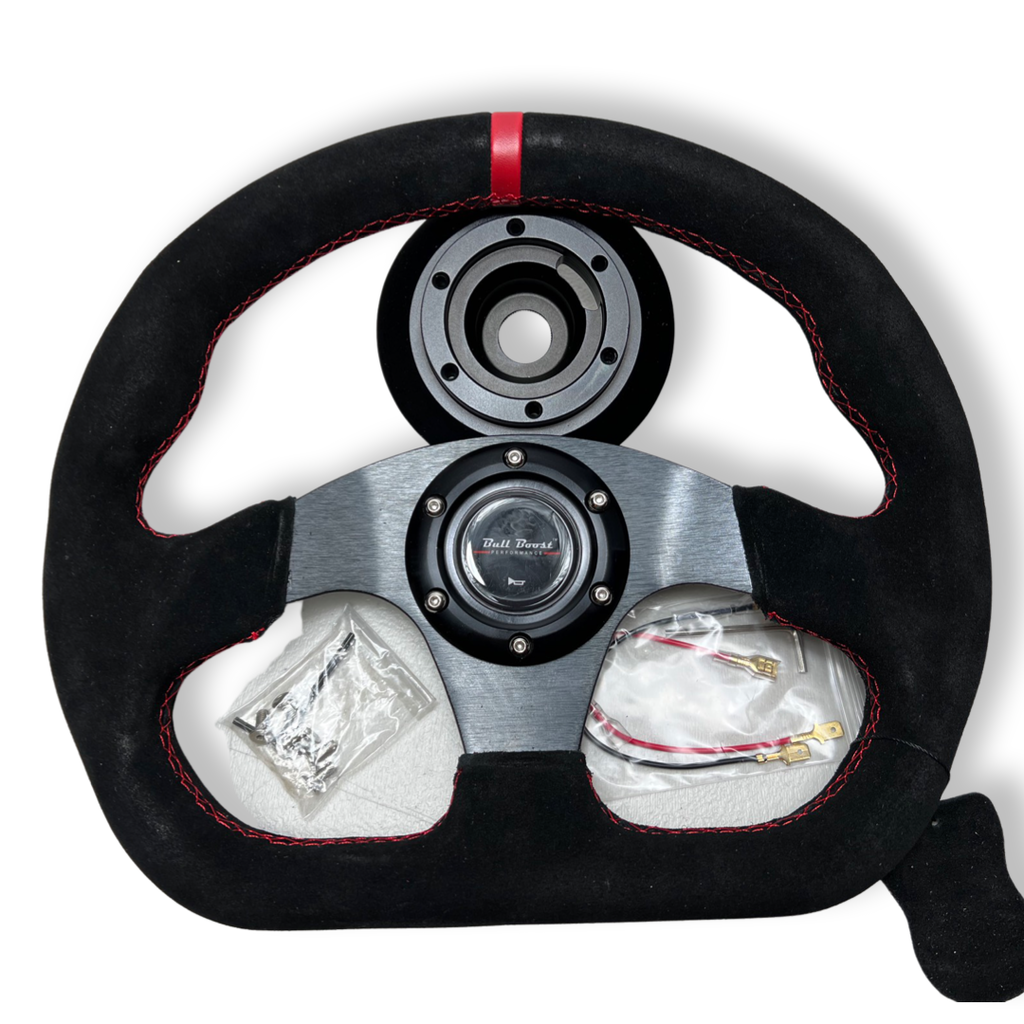 Suede Steering Wheel + Short Hub Adapter Kit For Ford F 150 350 450 - Bull Boost Performance