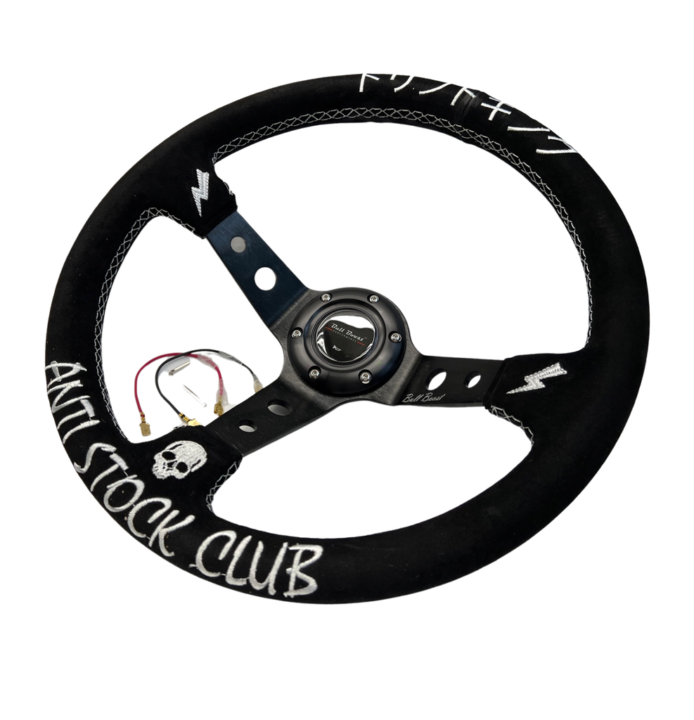 Short Hub Adapter + Suede Steering Wheel For 02-06 Mini Cooper E90 - Bull Boost Performance