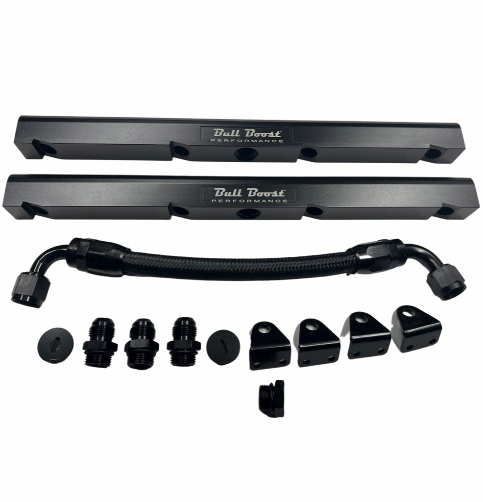 Z893 LS1 / LS6 -8AN high flow BLACK fuel rails w/ fittings & crossover hose for Corvette CTS Camaro - Bull Boost Performance