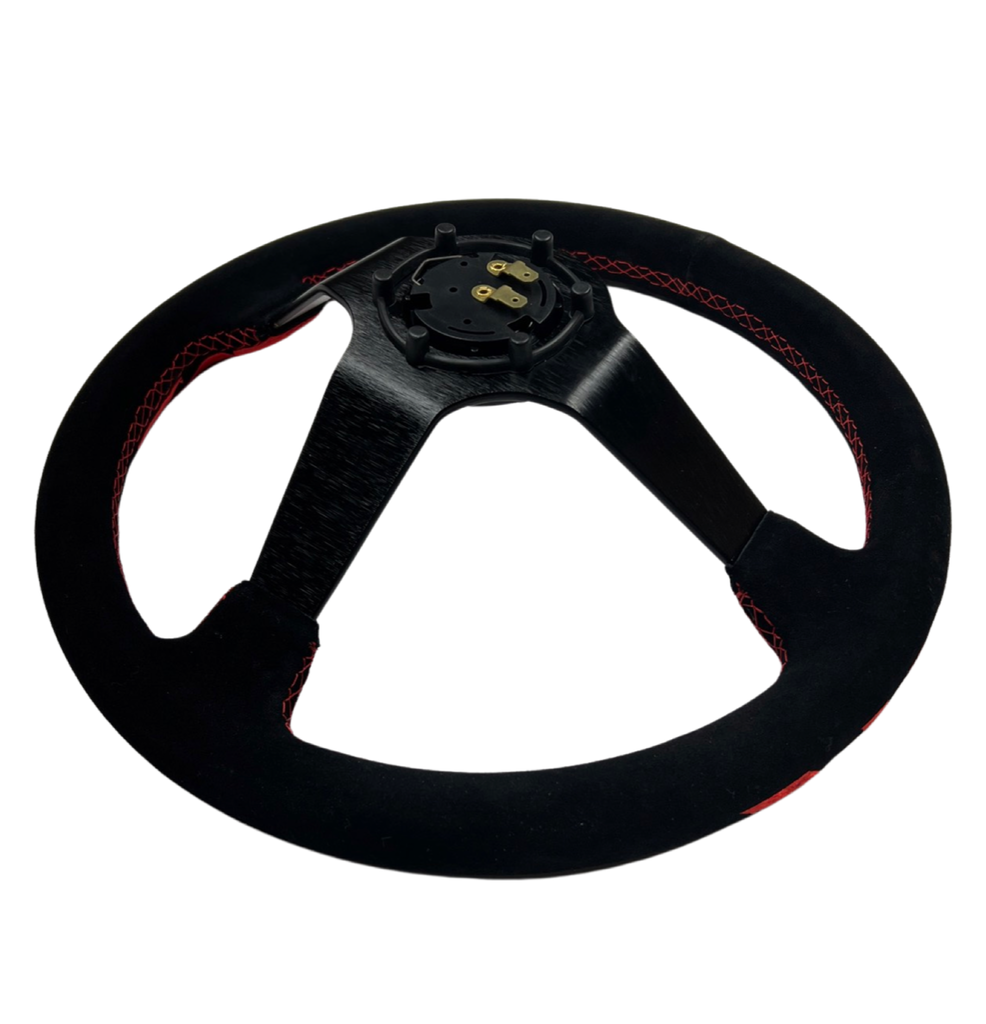 Rising Sun Infiniti G35 G37 Suede 3"Deep Dish Steering Wheel + Quick Release Short Hub Adapter - Bull Boost Performance