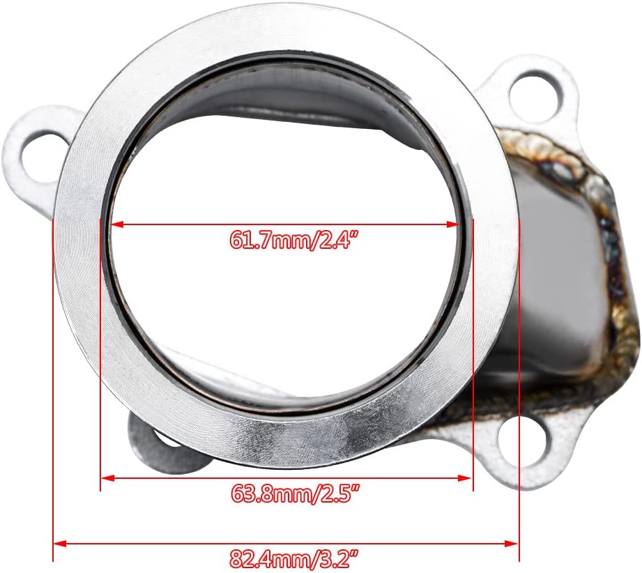 Stainless Steel 2.5"/63mm Vband Clamp Flange Turbo Down Pipe Adapter V-Band Downpipe Connector for T25 T28 GT25 GT28 - Bull Boost Performance